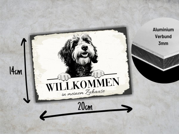 Hundeschild Willkommen Zuhause Portugiesischer Wasserhund Schild Achtung Spruch