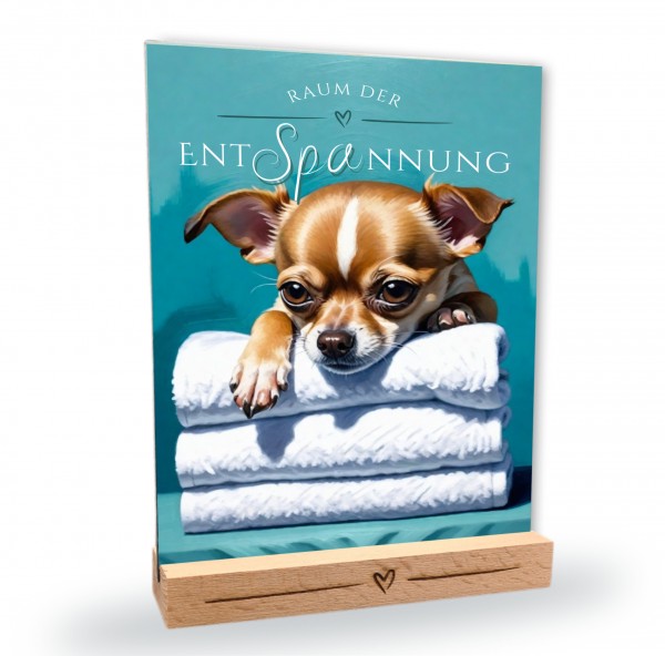 Hundeschild Deko Badezimmer Wellness Chihuahua Chi Schild Spruch