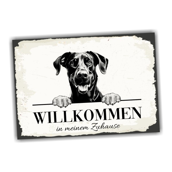 Hundeschild Willkommen Zuhause Dobermann Dobi Schild Achtung Spruch