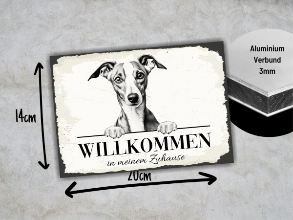Hundeschild Willkommen Zuhause Whippet Windhund Schild