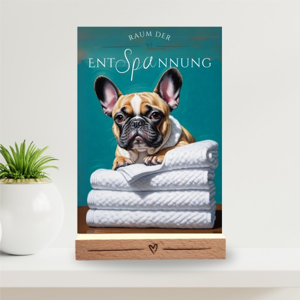 Hundeschild Deko Badezimmer Wellness French Bulldog Schild Spruch