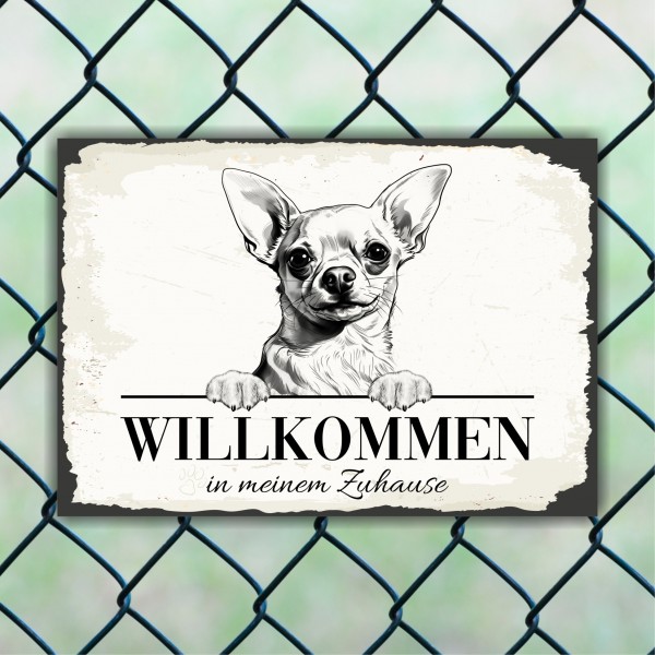 Hundeschild Willkommen Zuhause Chihuahua Schild Achtung Spruch