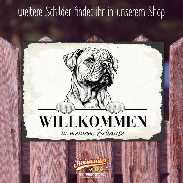 Hundeschild Willkommen Zuhause Bullmastiff Mastiff Schild Achtung