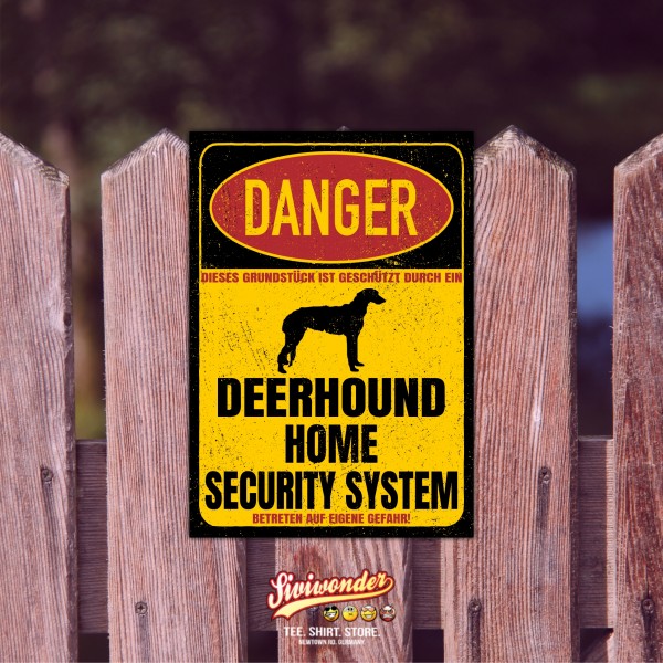 Deerhound Scottish Highland Schottischer Hirschhund Dog Türschild Danger Security System Warnschild Hund Schilder Hundeschild happy Design by Siviwonder