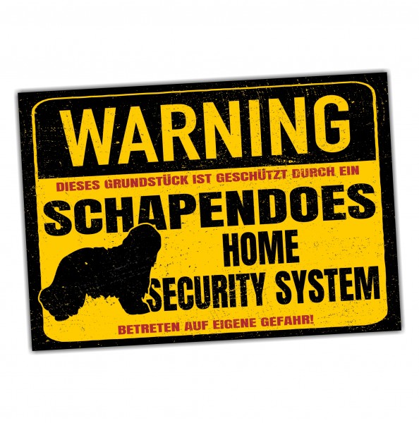 Schild Schapendoes Schapen Warning Security System Türschild Hundeschild Warnschild Hund