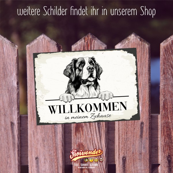 Hundeschild Willkommen Zuhause Bernhardiner Schild Achtung