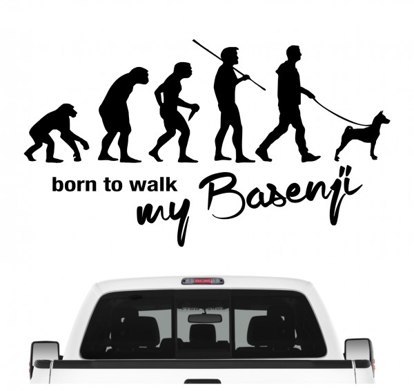 Basenji African Bush Dog African Barkless Dog Ango Angari Congo Dog Zande Dog Evolution Born to Walk Hunde Aufkleber Sticker Autoaufkleber Wandtattoo Tattoo