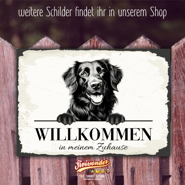 Hundeschild Willkommen Zuhause Flat Coated Retriever Schild Achtung Spruch