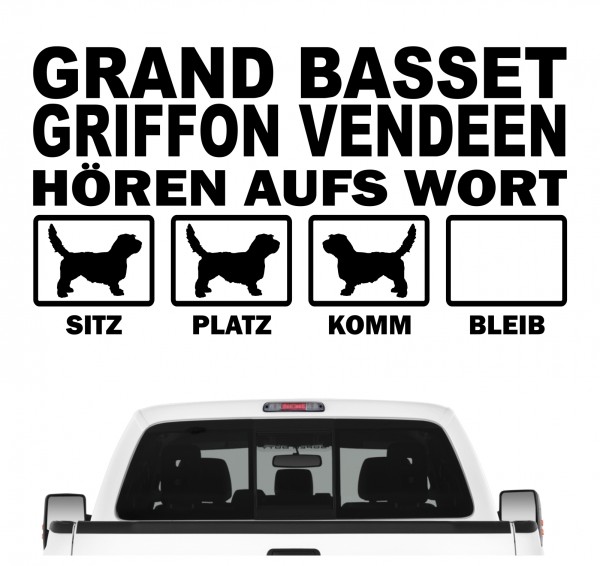 Grand Basset Griffon Vendeen Hört aufs Wort Hunde Aufkleber Sticker Autoaufkleber Wandtattoo Tattoo