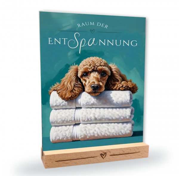 Hundeschild Deko Badezimmer Wellness Pudel Poodle Schild Spruch
