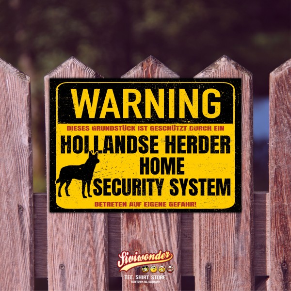 Hollandse Herder Schild Warning Security System Türschild Hundeschild Warnschild Schild Hund