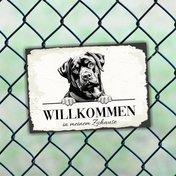 Hundeschild Willkommen Zuhause Rottweiler Rottie Schild Achtung Spruch