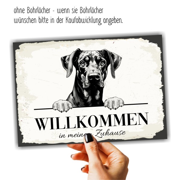 Hundeschild Willkommen Zuhause Dobermann Dobi Schild Achtung Spruch