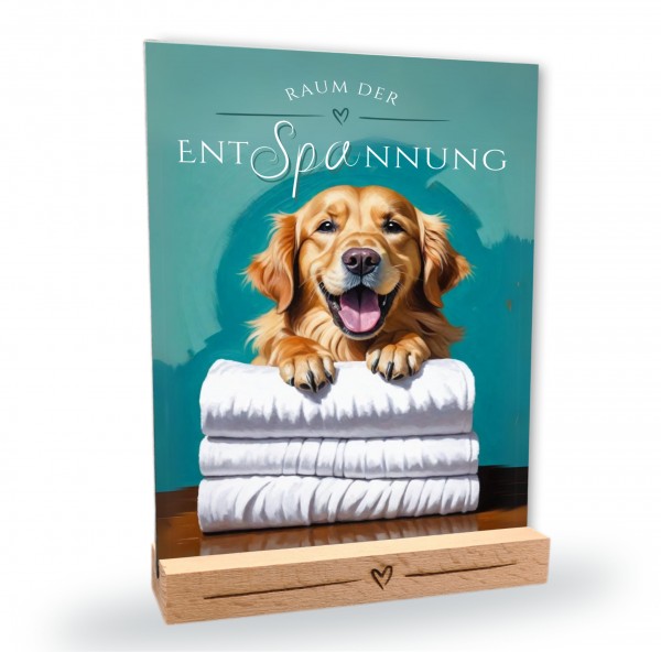 Hundeschild Deko Badezimmer Wellness Golden Retriever Goldie Schild Spruch