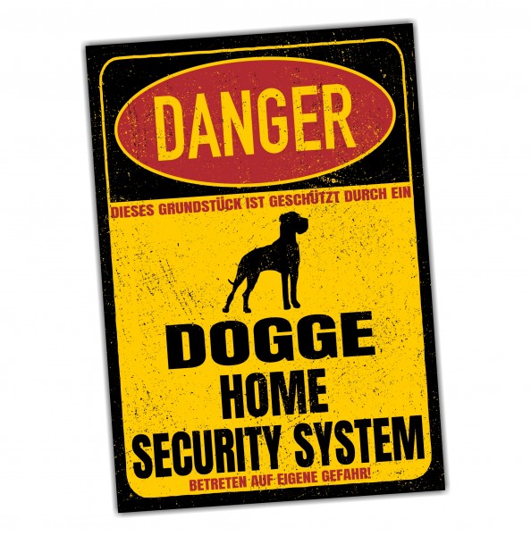 Dogge deutsche Great Dane Grand Danois Dog Türschild Danger Security System Warnschild Hund Schilder Hundeschild happy Design by Siviwonder