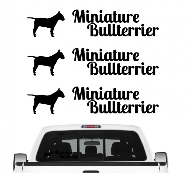 Miniature Bullterrier Mini Bully Bull Terrier Gladiator Dog 3er Set AUTOAUFKLEBER Aufkleber Hunde Hundemotiv by SIVIWONDER