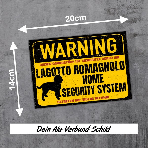 Lagotto Romagnolo Schild Warning Security System Türschild Hundeschild Warnschild Hund