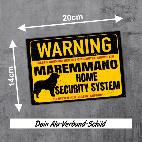 Maremmano Abruzzese Schild Warning Security System Türschild Hundeschild Warnschild Hund Achtung