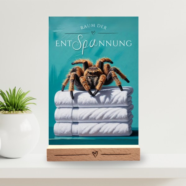Spinne Vogelspinne Schild Wellness Handtuch Entspannung Schild Spruch