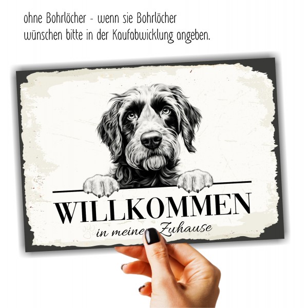 Hundeschild Willkommen Zuhause Pudelpointer Vorstehhund Schild Achtung Spruch