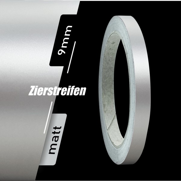 Zierstreifen Matt silber metallic 9mm in in 10 m Länge für Auto Boot Klebeband Dekorstreifen Tuningstreifen Autofolie Siviwonder