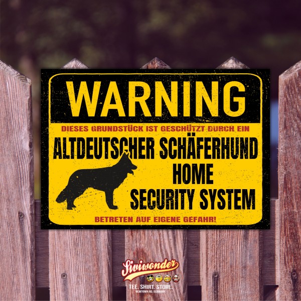 Altdeutscher Schäferhund Dog Schild Warning Security System Türschild