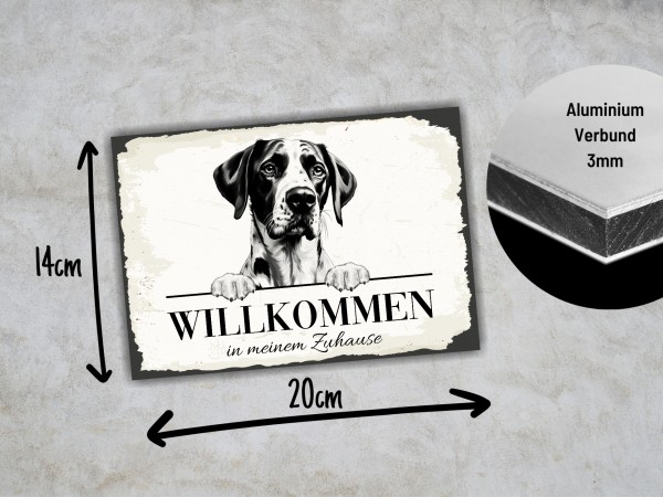 Hundeschild Willkommen Zuhause English Pointer Schild Achtung Spruch Türschild