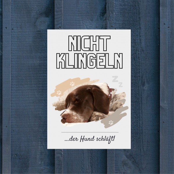 Deutsch Kurzhaar DK Hund nicht klingeln schlafen Schild Dog Hund Spruch Türschild Hundeschild Wall Art Gefährte