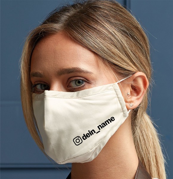 Deine Insta Name Maske Mundschutz Behelfsmaske Face Cover weiß white
