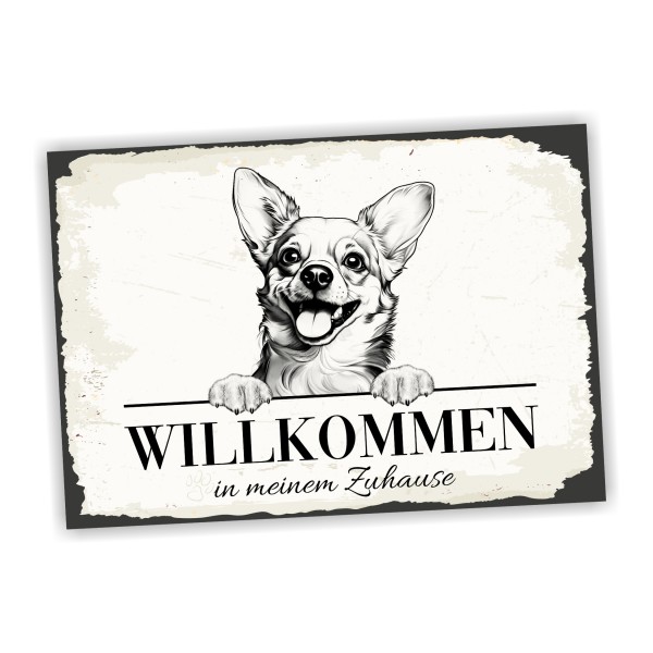 Hundeschild Willkommen Zuhause Chihuahua Schild Achtung Spruch Türschild