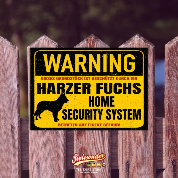 Harzer Fuchs Schild Warning Security System Türschild Hundeschild Warnschild Schild Hund