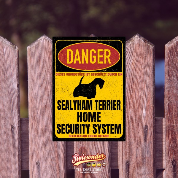 Sealyham Terrier Türschild Danger Security System Warnschild Hund Schilder Hundeschild