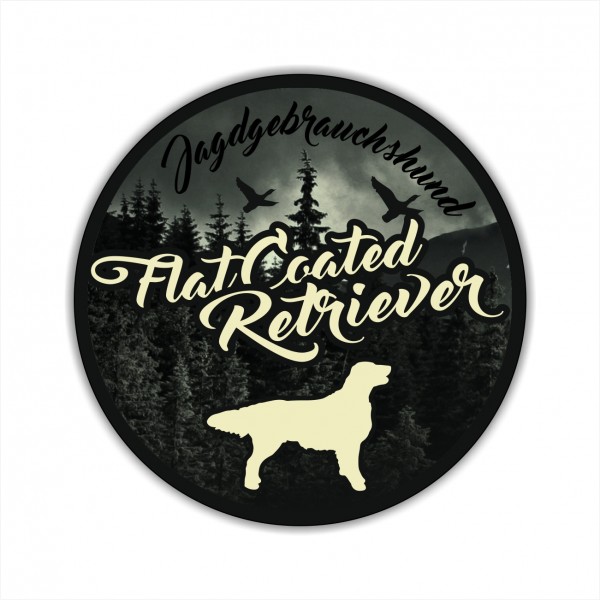 Flat Coated Retriever Flattie Flatcoat der Glatthaarige Retriever Flatte Jäger Jagdhund Aufkleber Digitaldruck Motiv