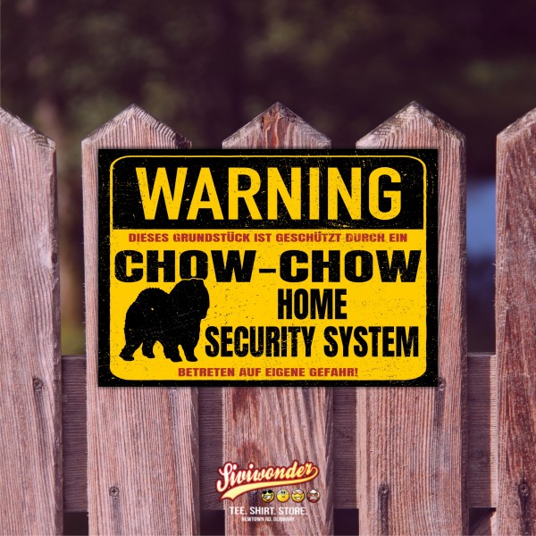 Chow Chow Kanton Dog Schild Warning Security System Türschild Hundeschild Warnschild Warnung