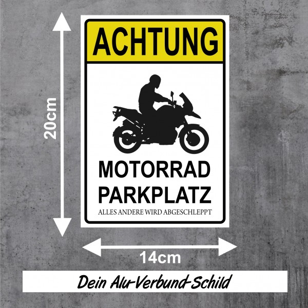 Motorrad Privatparkplatz parken verboten. Privatparkplatz Privatgrundstück Hinweisschild Parkplatz freihalten