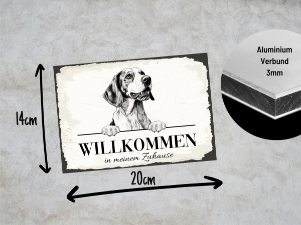 Hundeschild Willkommen Zuhause Harrier Beagle Schild Achtung Spruch