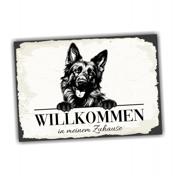 Hundeschild Willkommen Zuhause Deutscher Schäferhund Schild Achtung Spruch