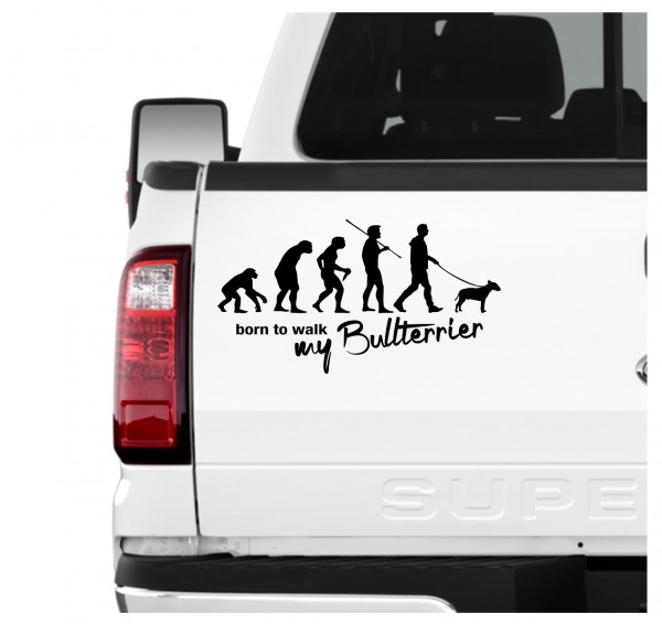 Bullterrier Bully Bull Terrier Gladiator Evolution Born to Walk Hunde Aufkleber Sticker Autoaufkleber Wandtattoo Tattoo
