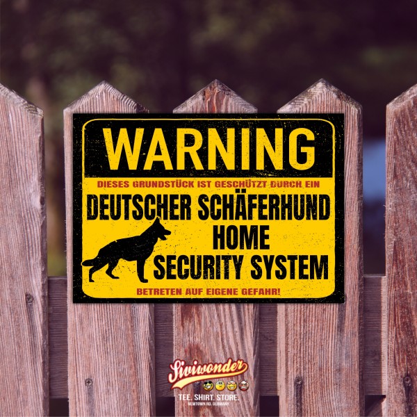 Deutscher Schäferhund Dog Schild Warning Security System Türschild Hundeschild Warnschild