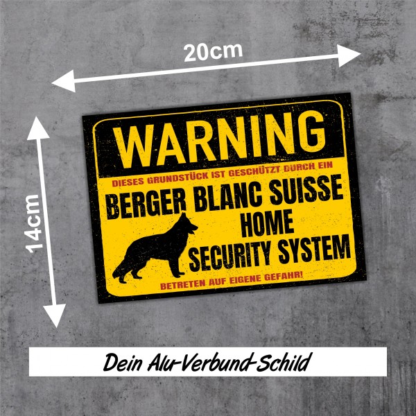 Berger Blanc Suisse Dog Schild Warning Security System Türschild Hundeschild Warnschild