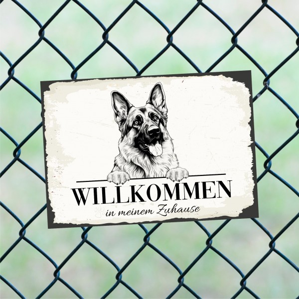 Hundeschild Willkommen Zuhause Deutscher Schäferhund Schild Achtung Spruch