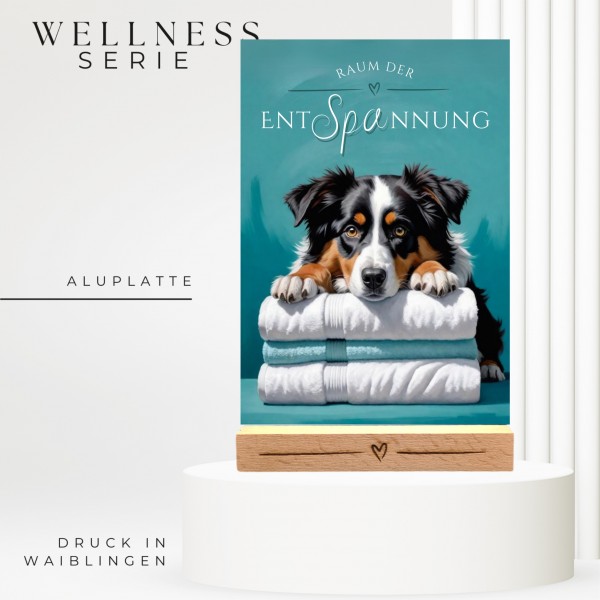 Hundeschild Deko Badezimmer Wellness Australian Shepherd Schild