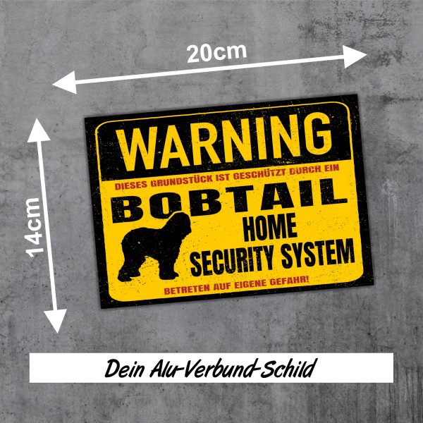 Bobtail Old English Sheepdog Dog Schild Warning Security System Türschild Hundeschild Warnschild