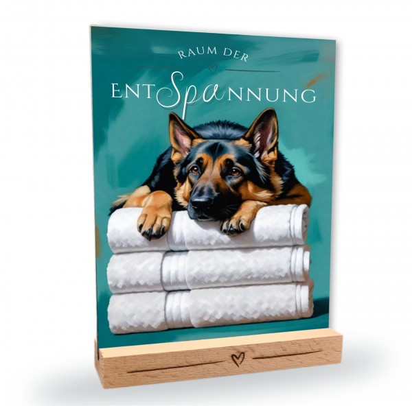 Hundeschild Deko Badezimmer Wellness Deutscher Schäferhund Schild Spruch