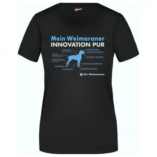 Weimaraner Damen T-Shirt Innovation Hundemotiv Vorstehhund Weim Grey Ghost Schwarz