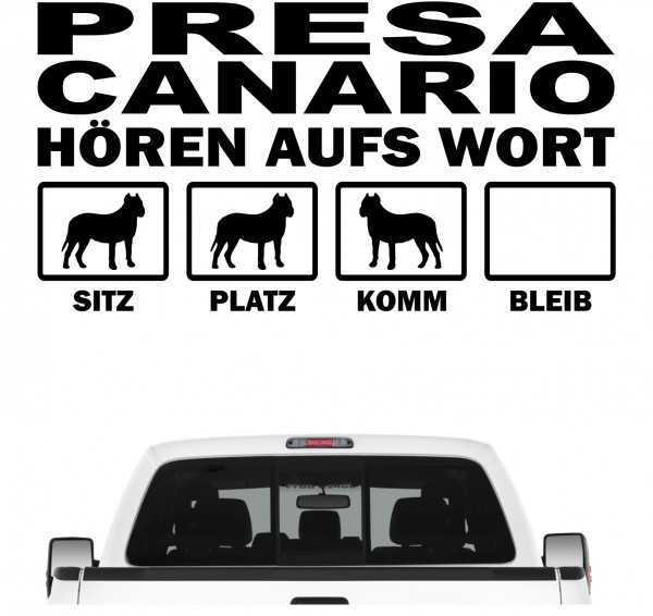 Presa Canario Perro Molosser Kanarische Dogge Presa Canario Hört aufs Wort Hunde Aufkleber Sticker Autoaufkleber Wandtattoo Tattoo