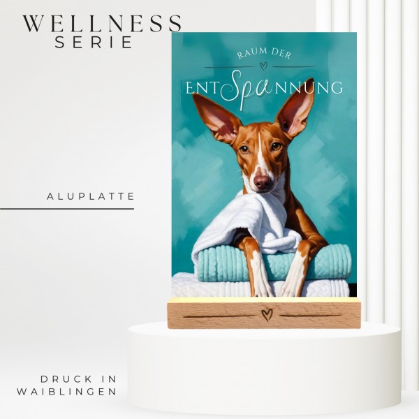 Hundeschild Deko Badezimmer Wellness Podenco Schild Spruch