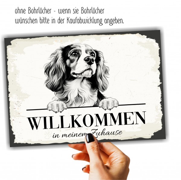 Hundeschild Willkommen Zuhause Cavalier King Charles Spaniel Schild Achtung