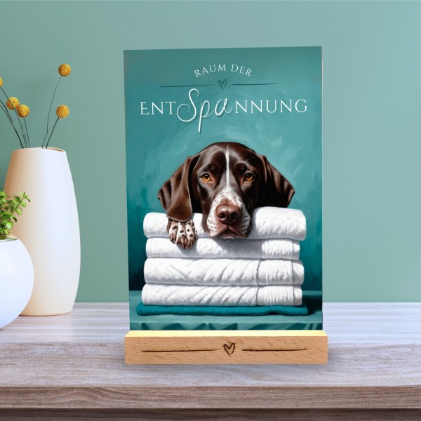 Hundeschild Deko Badezimmer Wellness Deutsch Kurzhaar Schild Spruch