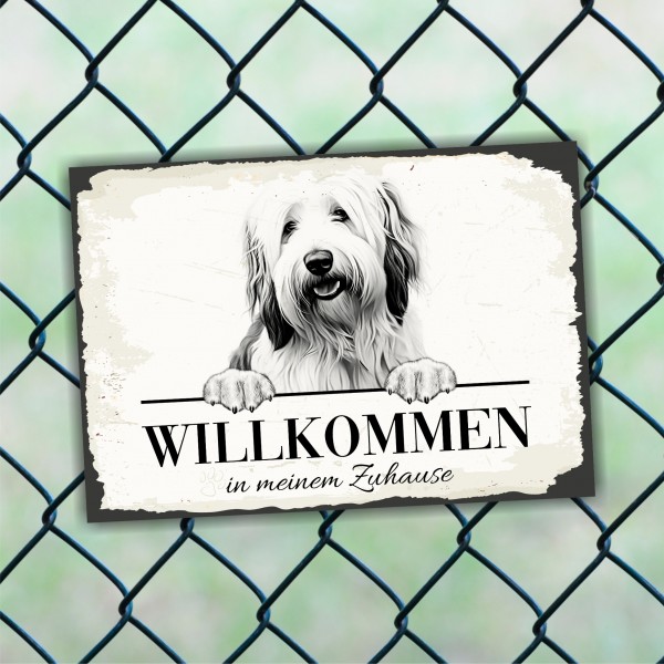 Hundeschild Willkommen Zuhause Bobtail Schild Achtung Spruch